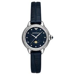 Emporio Armani Часы с тремя стрелками и фазами Луны из синей кожи ar11629-clg