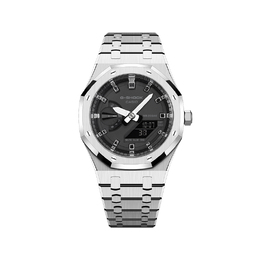 Casio Унисекс-часы с двумя жидкокристаллическими/аналоговыми дисплеями, 44,5 мм, черные ga-2100-1a1改装-钢银刻度