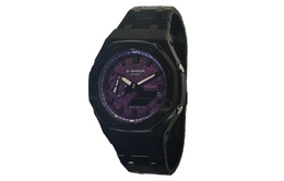 Casio Мужские часы с жидкокристаллическим/аналоговым дисплеем, 44 мм, фиолетовые ga-2100ske-7a改装-黑钢黯紫