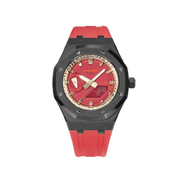 Casio Часы унисекс с двойным дисплеем, жидкокристаллическим/аналоговым дисплеем, 44,5 мм, красные ga-2100-4a改装-经典黑红