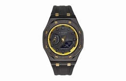 Casio Мужские часы с двойным дисплеем, жидкокристаллическим/аналоговым циферблатом, 44 мм, черные ga-2100-1a1改装-离岸黑藏青