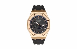 Casio Мужские часы с двойным дисплеем, жидкокристаллическим/аналоговым циферблатом, 44 мм, черные ga-2100-1a1（watch3-改装-离岸玫金武士）