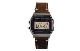 Casio Часы унисекс YOUTH Black Watch a158wa-1（watch3-改装-银小方块皮革咖）
