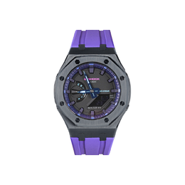 Casio Часы унисекс с двумя жидкокристаллическими/аналоговыми дисплеями, 48,5 мм, черные ga-2100vb-1a改装-霓虹紫晖