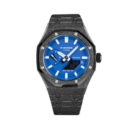 Casio Часы унисекс с двойным дисплеем, жидкокристаллическим/аналоговым дисплеем, 44,5 мм, синего цвета ga-2100hc-2a改装-霜蓝黑