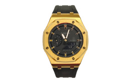 Casio Мужские часы с двойным дисплеем, жидкокристаллическим/аналоговым циферблатом, 44 мм, черные ga-2100-1a1改装-离岸黄金武士
