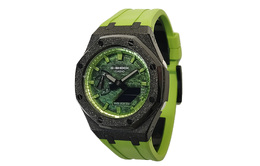Casio Мужские часы с двойным дисплеем, жидкокристаллическим/аналоговым циферблатом, 44 мм, зеленые ga-2100ske-7a改装-霜黑钢铁绿宝