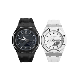 Casio Часы унисекс с двумя жидкокристаллическими/аналоговыми дисплеями, 48,5 мм, черные ga-2100-1a1改装-无间情侣款