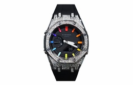 Casio Мужские часы с двойным дисплеем, жидкокристаллическим/аналоговым циферблатом, 44 мм, черные ga-2100-1a1改装-彩虹钻武士