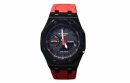 Casio Мужские часы с двойным дисплеем, жидкокристаллическим/аналоговым циферблатом, 44 мм, черные ga-2100-1a1改装-离岸黑暗红