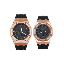 Casio Часы унисекс с двумя жидкокристаллическими/аналоговыми дисплеями, 48,5 мм, черные ga-2100-1a1改装-玫瑰之恋