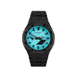 Casio Часы унисекс с двойным жидкокристаллическим/аналоговым дисплеем, 48,5 мм, синего цвета ga-2100-1a1改装-暗黑蒂芙尼蓝