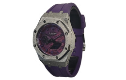 Casio Мужские часы с жидкокристаллическим/аналоговым дисплеем, 44 мм, фиолетовые ga-2100ske-7a改装-霜银幻粉幽紫