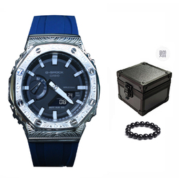 Casio Мужские часы с двойным дисплеем, жидкокристаллическим/аналоговым циферблатом, 44 мм, черные ga-2100-1a（watch1100-改装-格劳科斯）