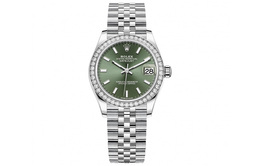 Rolex Женские механические часы Log Series с циферблатом 31 мм, корпус из белого золота 18 карат, корпус из стали Oystersteel, корпус из белого золота каратного цвета m278384rbr-0022