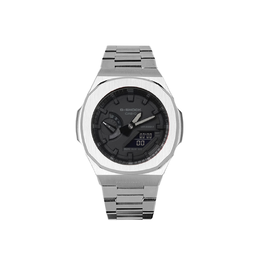 Casio Часы унисекс с двумя жидкокристаллическими/аналоговыми дисплеями, 48,5 мм, черные ga-2100-1a1改装-鹦鹉螺全锻造系列