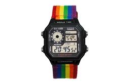 Casio Часы унисекс YOUTH Black Watch ae-1200wh-1a改装-黑方块条纹彩虹