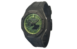 Casio Мужские часы с двойным дисплеем, жидкокристаллическим/аналоговым циферблатом, 44 мм, зеленые ga-2100-1a1（watch3-改装-霜黑钢铁夜黑）