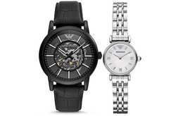 Emporio Armani Парные наручные часы с механическим механизмом, черный циферблат, унисекс ar60008-clg+ar1763-clg