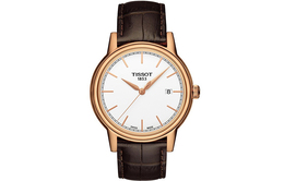 Tissot Мужские часы серии Carson Elite с кварцевым механизмом, 39,2 мм, белый циферблат, корпус из нержавеющей стали, кожаный ремешок t085.410.36.011.00