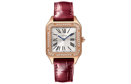 Женские часы Cartier SANTOS DE с кварцевым механизмом, циферблат 38*27,5 мм, корпус из 18-каратного розового золота, ремешок из крокодиловой кожи wjsa0017