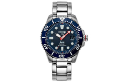 Seiko Часы с кварцевым механизмом Solar Collaboration PADI, ремешком из нержавеющей стали, 43 мм, мужские, синий циферблат, sne435j1