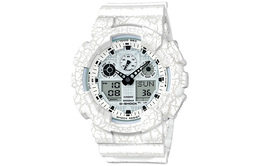 Casio Мужские часы с двойным жидкокристаллическим/аналоговым дисплеем, белые, ga-100cg-7a