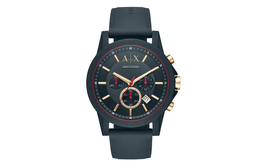 Armani Exchange Наручные часы с кварцевым механизмом, силиконовым ремешком и синим циферблатом, мужские часы ax1335