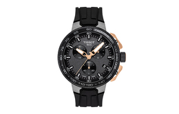Tissot Мужские часы Race Collection с кварцевым механизмом, 44,5 мм, черный циферблат, корпус из нержавеющей стали, силиконовый ремешок t111.417.37.441.07