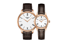 Tissot Часы унисекс с кварцевым механизмом Junya Collection, 25 мм, белый циферблат, корпус из нержавеющей стали, кожаный ремешок t0634093601800+t0630093601800
