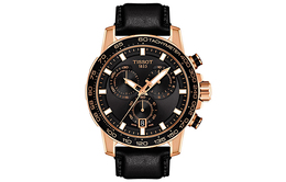 Tissot Мужские часы серии Speedy с кварцевым механизмом, 45,5 мм, черный циферблат, кожаный ремешок t125.617.36.051.00 黑色