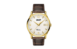Tissot Мужские кварцевые часы серии Uitenda, 40 мм, белый циферблат, корпус из нержавеющей стали, кожаный ремешок t118.410.36.277.00