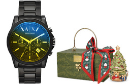 Armani Exchange Наручные часы AE с кварцевым механизмом, ремешком из нержавеющей стали и черным циферблатом, мужские часы ax2513礼盒款