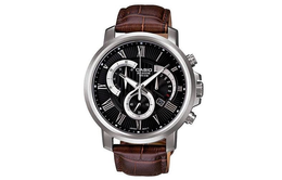 Casio Часы с кварцевым механизмом серии Standard, кожаным ремешком, мужские, черный циферблат bem-506bl-1avdf