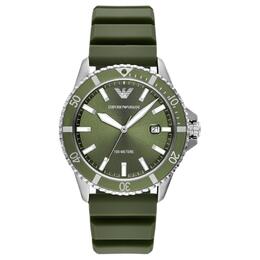 Emporio Armani Часы World Explorer с тремя стрелками и датой, зеленые, из силикона ar11638_nlp_nlc