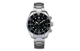 Seiko Часы Presage Series Solar Quartz с ремешком из нержавеющей стали, мужские, с черным циферблатом ssc807j1