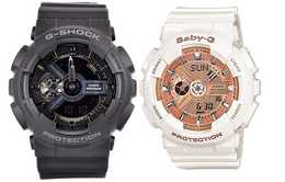 Casio Часы унисекс парные Table Series Black Watch ga-110-1b+ba-110-7a1