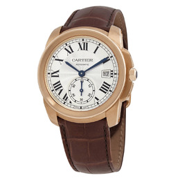 Cartier Caliber Silver Dial 18k Pink Gold Mens Watch wgca0003