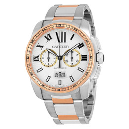 Cartier Calibre de Cartier Chronograph Automatic Silver Dial Mens Watch w7100042