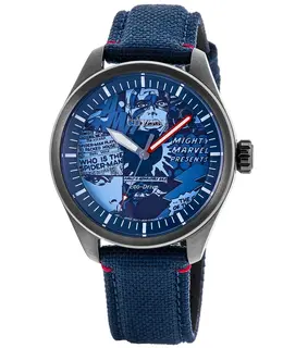 Brand New Authentic Citizen Eco-Drive AW2037-04W Marvel Heroes Blue Dial Men's Watch