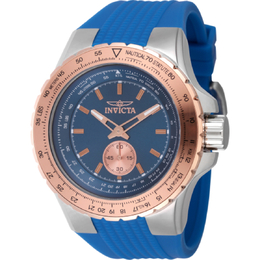 Invicta Aviator Quartz Blue Dial Mens Watch 49309, Stainless Steel Case with Silicone Strap