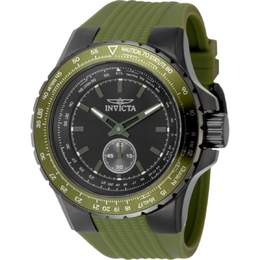 Invicta 49311 Aviator Mens Quartz Watch Gunmetal Case Green Silicone Strap