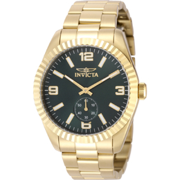 Invicta 49390: Mens Quartz Watch with Green Dial, Gold-tone Stainless Steel Case
