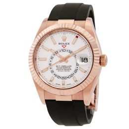Rolex Sky-Dweller Automatic Chronometer 18kt Rose Gold White Dial Mens Watch - Item Variation M326235-0004