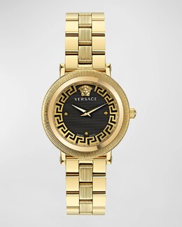 Часы Greca Flourish, 35 мм, с ремешком-браслетом, позолоченные Versace, цвет Ip Yellow Gold prod265670210 | ip yellow gold