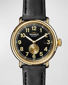 Мужские часы Runwell с автоматическим кожаным ремешком, 45 мм Shinola, цвет Black prod262980113 | black