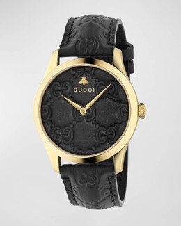 Мужские кожаные часы 38 мм с логотипом Gucci prod246640140 | black