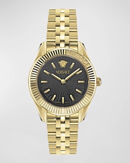 Часы Greca Time, 30 мм, с ремешком-браслетом, золотой/черный Versace, цвет Yellow Gold prod271740097 | yellow gold