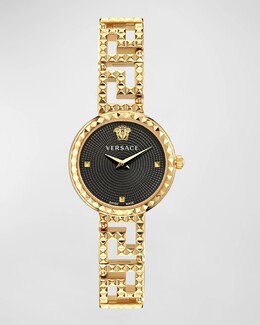 Часы Greca Goddess с ремешком-браслетом, 28 мм, черные Versace, цвет Ip Yellow Gold prod265660162 | ip yellow gold