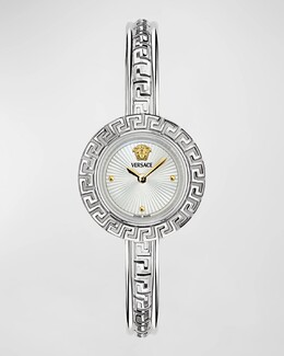 Часы-браслет La Greca из нержавеющей стали с кожаным ремешком, 28 мм Versace, цвет Silver prod270900309 | silver
